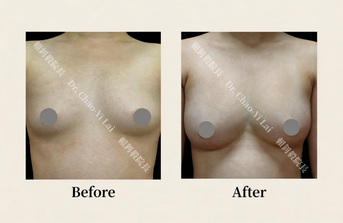 博愛信賴美學診所隆乳案例:自體脂肪隆乳修飾外擴胸部